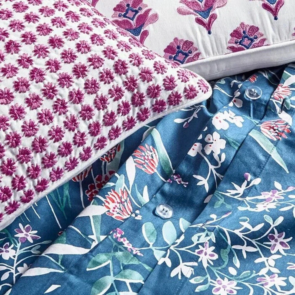 SKY Midnight Meadow Bedding Collection Duvet‎ Cover / 2 Shams FULL / QUEEN Blue
